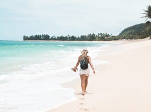 Back View Bare Foot on Beach